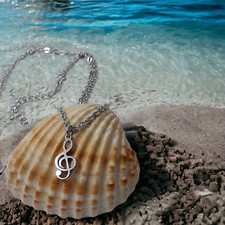 Collana con ciondolo CHIAVE DI VIOLINO sol ACCIAIO INOX argento DJ da Uomo Donna