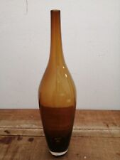 VECCHIA BOTTIGLIA IN VETRO SOFFIATO MARRONE TRASPARENTE - GRANDE 44,5 X 11,5 cm