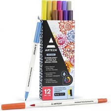 Dual Tip Brush Pens Set, 12