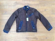 GIACCA DA MOTOCICLISTA NUOVA CON ETICHETTE VINTAGE Y2K ENERGIE BLU NAVY E MARRONE FODERATA TRAPUNTATA XL RARA SPLENDIDA!
