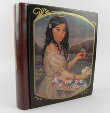 ALBUM Portafoto VINTAGE Decorata a mano con Ragazza e fiori Abiti Rinascimento