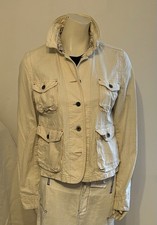 Bella giacca di jeans beige di