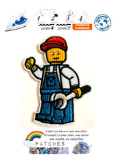 Patch figures lego mechanic monkey wrench toppa termoadesiva boy chiave inglese