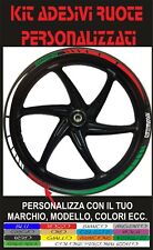KIT ADESIVI RUOTE MOTO BRAND PERSONALIZZATO COLORI TRICOLORE LOGO STRISCE 17''