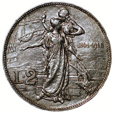 Italy 2 Lire 1911 Vittorio