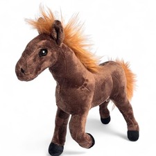 Cavallo in piedi marrone lungo circa 30 cm, alto circa 26 cm, peluche, peluche