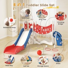10in1 Toddler Scivolo Anello Toss Playset Interno Esterno Arrampicatore Parco Giochi per Bambini