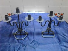 COPPIA  DI  CANDELABRI  ''ARTIGIANALI ''IN FERRO BATTUTO