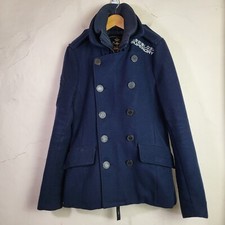 Superdry Uomo Giacca Formale Media Peacoat Navy Label Lana Navale