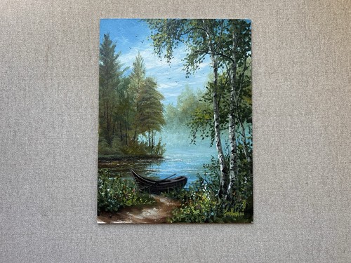 Original lake oil painting - oil,