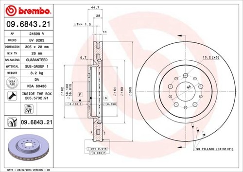 Disco freno brembo 6843 - disco, 09.6843.21