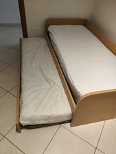 Letto Singolo Colore Legno con Letto Estraibile da Cameretta