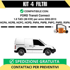 Kit 4 Filtri Tagliando per FORD Transit Connect 1.8 TdCi 66 kw Diesel 2002-2013