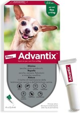 ADVANTIX Bayer per Cani fino a 4 Kg | 4 Pipette Antiparassitarie | Protezione Co