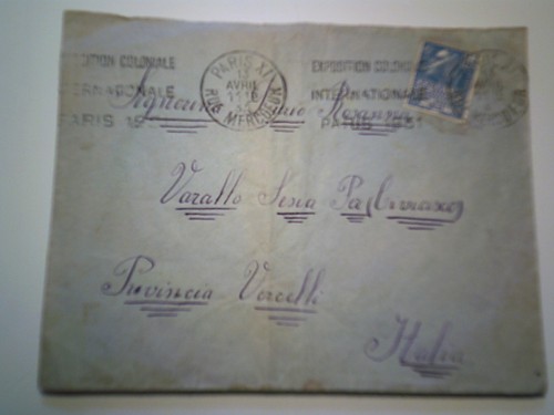 Busta viaggiata francia per - busta,