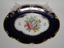 ELEGANTE VINTAGE VASSOIO LIMOGES META' 900 DIPINTO MANO FIRMATO DECORO FLOREALE