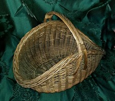 CESTO MEDIO IN VIMINI INTRECCIATO PIC-NIC SPESA ANNI '70 OVALE SVASO DECORATIVO