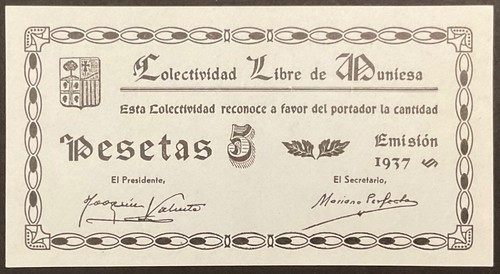 Pesetas 1937 coletividad - 1937,