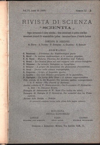 Rivista scienza scientia - rivista, di