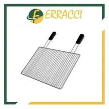 GRIGLIA GRATICOLA CROMATA PER BARBECUE IN MURATURA CON MANICI 60X40