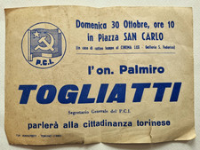 Togliatti PCI Partito Comunista Volantino Comizio Torino Discorso Piazza 1960