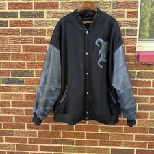 Bomber vintage anni 90 00 Y2K pelle pelle pelle blu nero 4XL