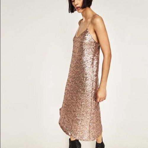 Zara abito lungo rosa nudo - zara,