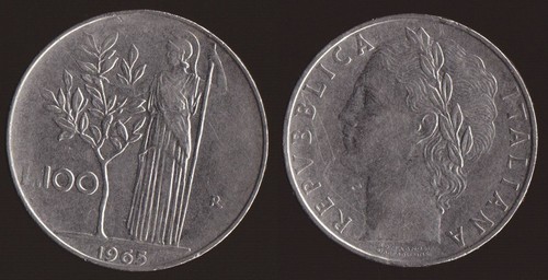 100 lire 1965 minerva - lire,