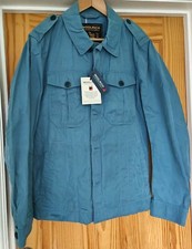 Giacca da campo leggera Woolrich, militare tropicale, blu safari, taglia large, cotone