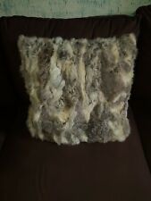 Grande Cuscino Vera Pelliccia Lapin Coniglio rabbit grigio Imbottito fatto amano