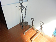 Alari in ferro + attrezzi per caminetto ferro battuto