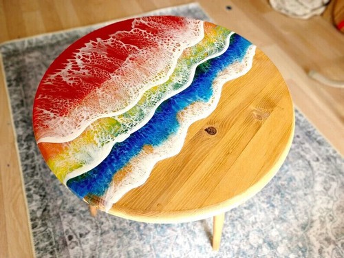 Colorful epoxy coffee table - colorful,