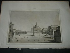 1834 INCISIONE A BULINO ROMA