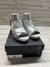 Sandali donna Ecco Riviera Silver Frost 9,5M pelle cinturino alla caviglia zeppa