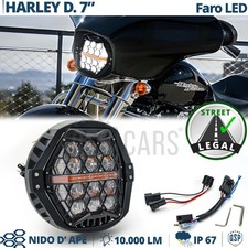 FARO LED Moto Per Harley Davison 7'' OMOLOGATO Luce Bianca Potente 120W 6.500K