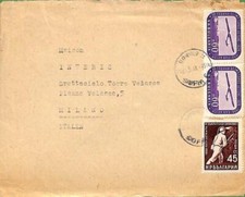 ad5847 - BULGARIA - Storia Postale - COPERTINA all'Italia anni '50 AEREO ALIANTE minerario