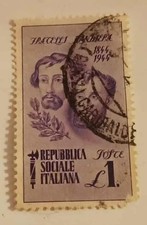 FRANCOBOLLO RSI-FRATELLI BANDIERA-1 LIRA-1844/1944