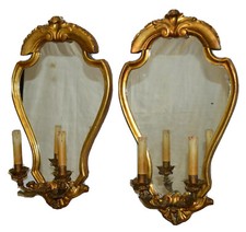 COPPIA ANTICA SPECCHIERA LIBERTY DORATA epoca 900 LUME OLD GOLDEN MIRROR LAMPADA