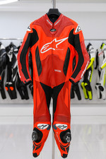 Tuta moto in pelle rossa nera