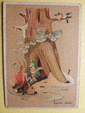 Illustratore Bonfanti - Buon Natale - Bimbo che si scalda col fuoco.