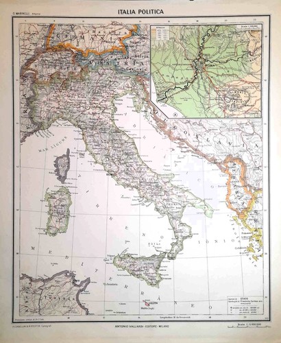 Carta geografica antica italia - geografica,