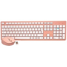 KIT MOUSE E TASTIERA WIRELESS ROSA LAYOUT TEDESCO QWERTZ CON TASTI BIANCHI|  SEN