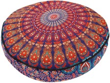 Copricuscino da terra rotondo indiano 35" meditazione pouf cotone grande
