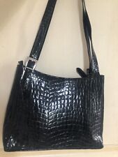 Borsa Pelle Nera Marco Rossini Pelle Effetto Coccodrillo Borsa Medie Dimensioni