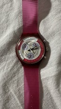 Orologio SWATCH Chrono NAVY BERRY  Rosso cinturino elastico vintage  1990