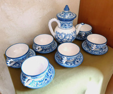 Teiera tazze e piattini da te fatto e dipinto a mano in Ceramica di Caltagirone