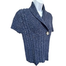 Cardigan blu misto lana