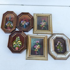 6 Quadretti dipinto Olio Fiori