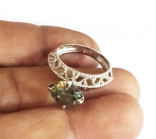 Anello Diamante Blu 2,60 Ct Placcato Oro Bianco 925 Lucentezza Lucentezza Solitario