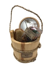 SET DA BAGNO TOILETTE LEGNO TINOZZA CON SPECCHIETTO SPAZZOLINO POT-PURRI'